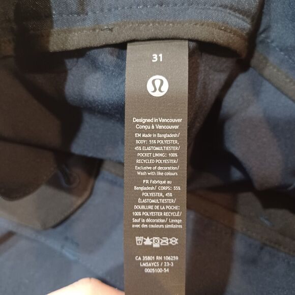 Lululemon Relaxed-Tapered Smooth Twill Trouser Blue LM5AYCS Size 31"x 27" Preppy - Picture 6 of 8
